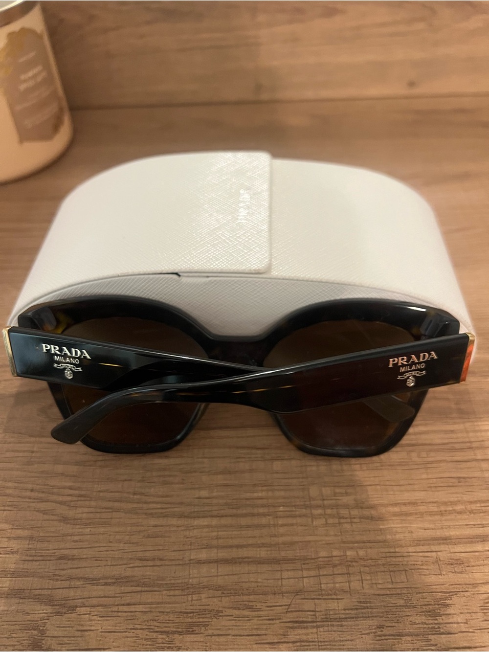 Prada Black & Brown Oversized Square Sunglasses